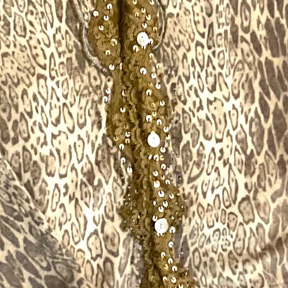 Together Leopard-like V Neck Button up Long Sleeve Sweater Sz Small - Picture 2 of 6
